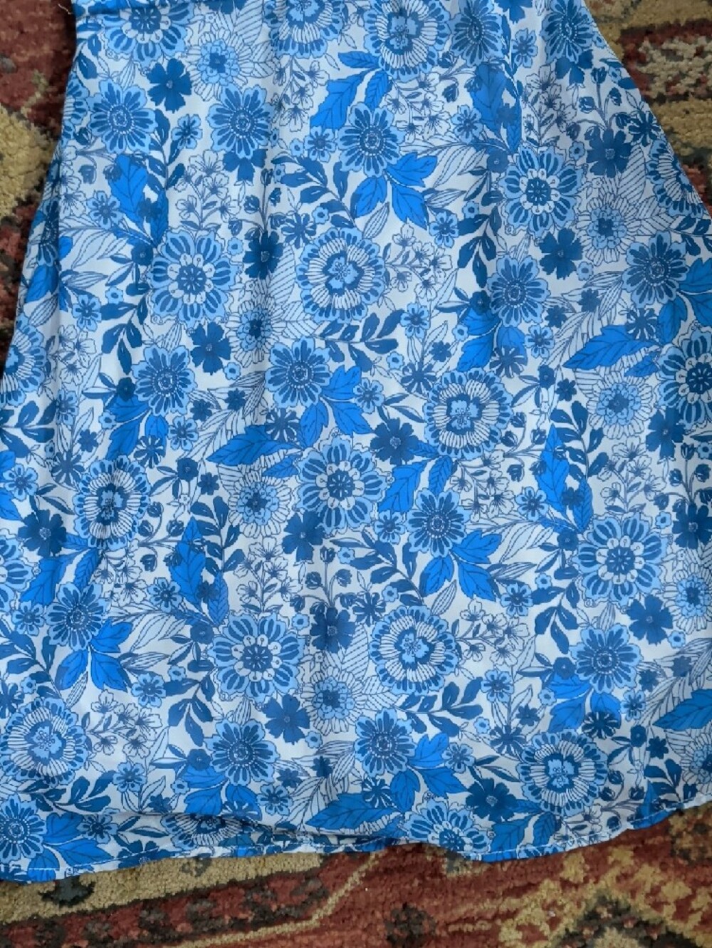Sincerely Jules Blue Floral Puff-Sleeve Mini Dress - Picture 3 of 5